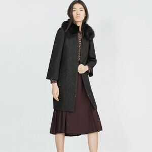 ZARA Wool Blend Black Coat Sz XS